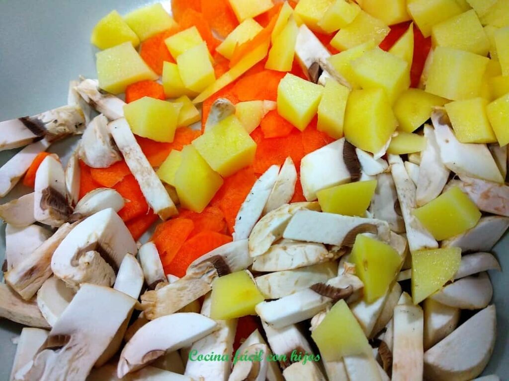 pastel de pollo al horno verduras troceadas