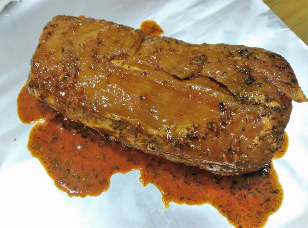 lomo en adobo atemperándose