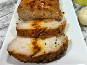 Lomo en adobo, plato terminado, receta
